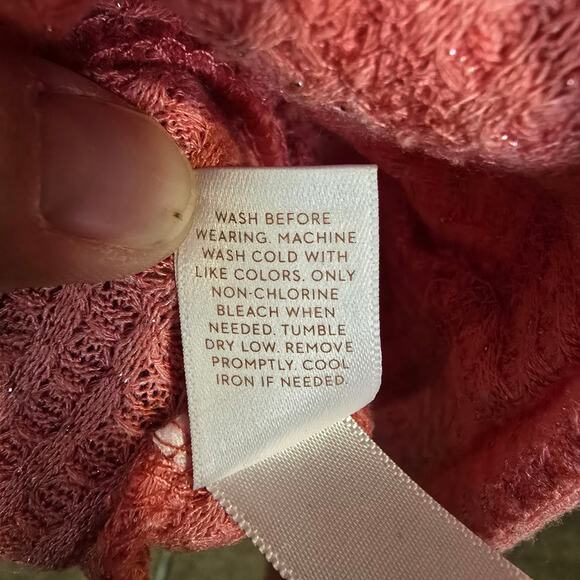 Women's LC Lauren Conrad Pink Shimmer Waffle Knit Hooded Top | Size Medium - Picture 11 of 11